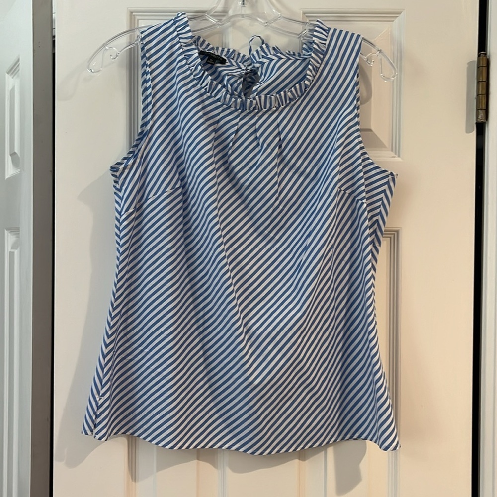 Talbots SP blue and white sleeveless top